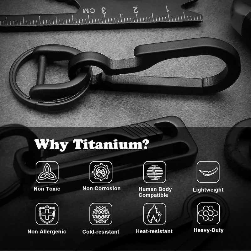 PJYTAC Titanium Carabiner Keychain Clip for Keys, Minimalist Heavy Duty Keychain Key Clip Holder EDC Quick Release Hooks - Image 5